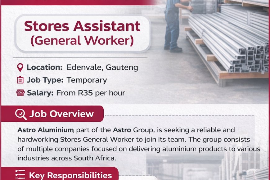 Store Assistant (General Worker) - Astro Aluminum - Skills Daily SA
