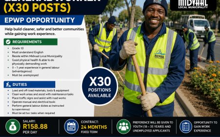 EPWP General Worker Opportunities (x30) – Midvaal Local Municipality
