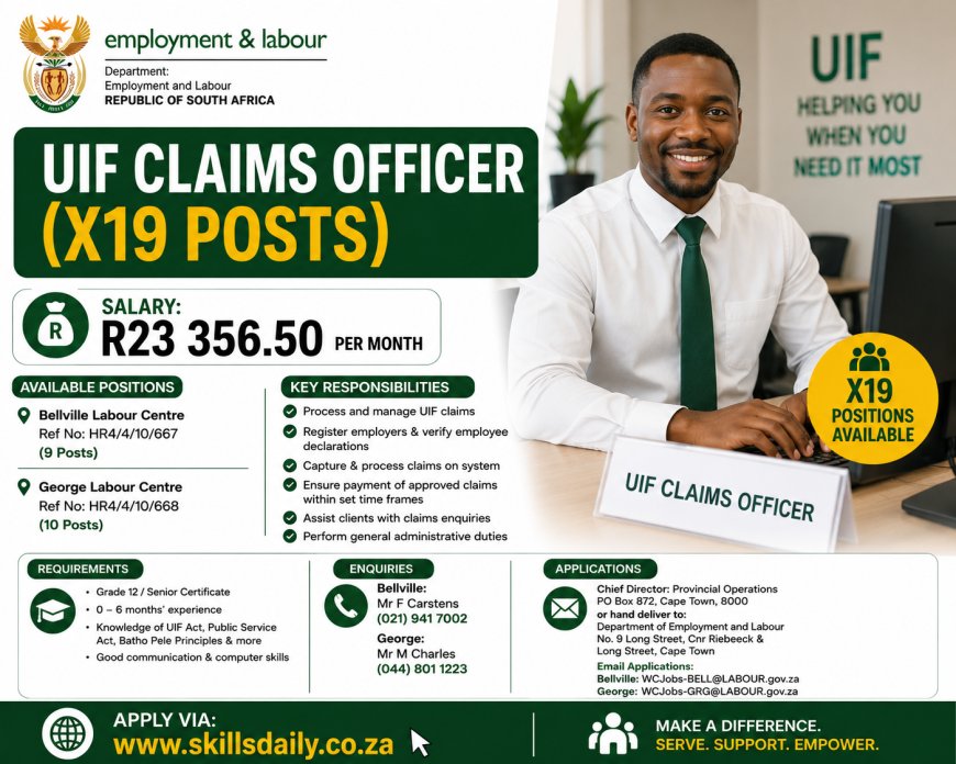 UIF Claims Officer (x19 Posts)