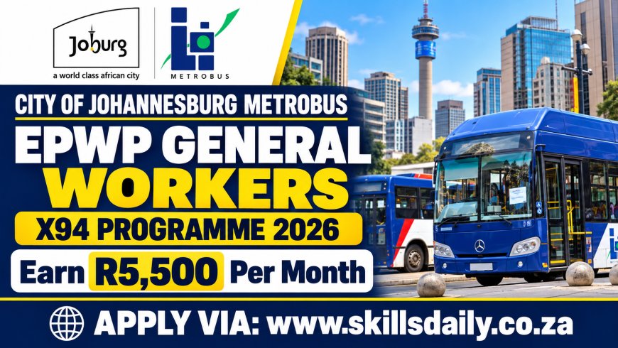 City of Johannesburg Metrobus EPWP X94 General Workers Programme 2026: Earn R5,500 Per Month