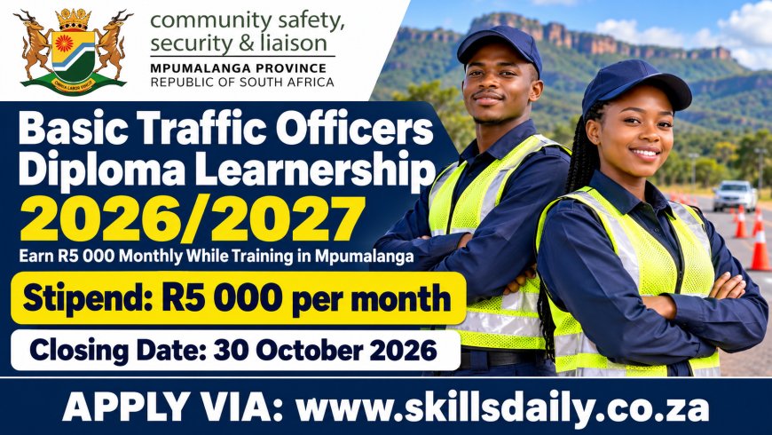 Basic Traffic Officers Diploma Learnership 2026/2027: Earn R5 000 Monthly While Training in Mpumalanga